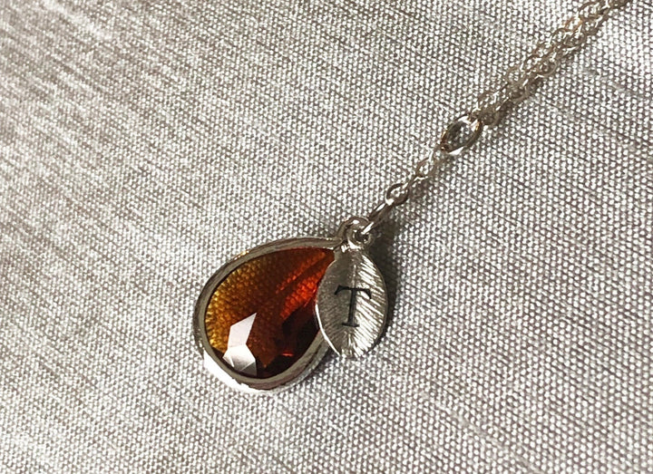 Topaz Necklace, November Birthstone Necklace, Bridesmaid Gift, Mom Birthstone Necklace, Initial Necklace, Mom Gift, Grandma Necklace