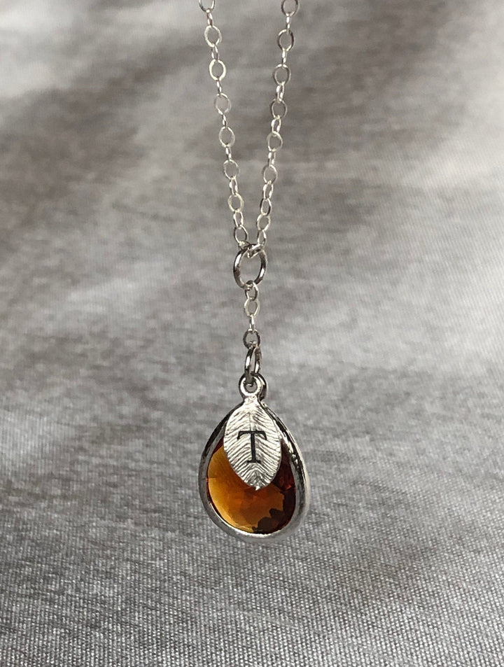 Topaz Necklace, November Birthstone Necklace, Bridesmaid Gift, Mom Birthstone Necklace, Initial Necklace, Mom Gift, Grandma Necklace