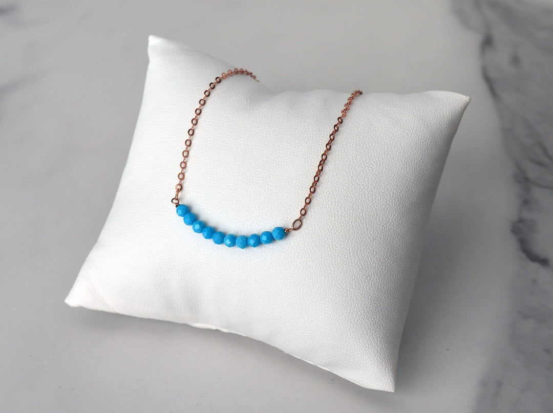 Turquoise Layering Necklace, Turquoise Beaded Birthstone Necklace, December Birthstone Necklace, Bridesmaid Gift, December Birthday Gift