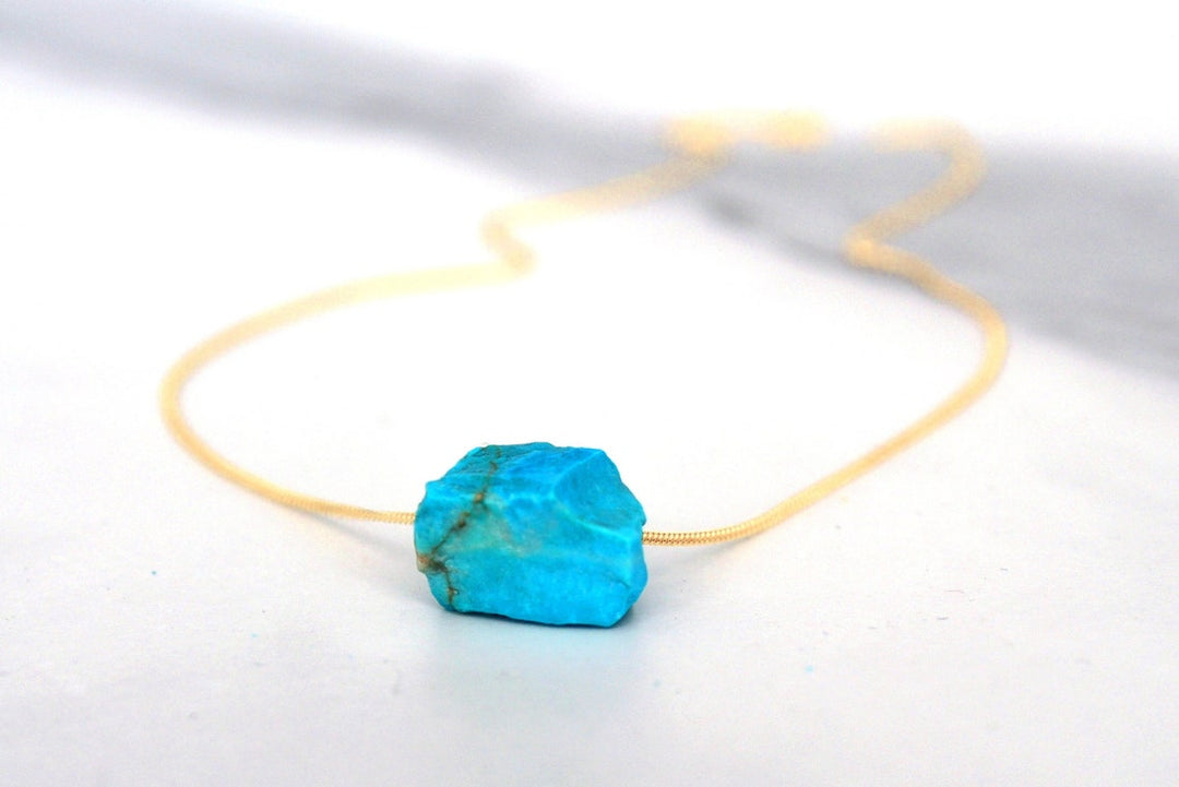 Turquoise Necklace, December Birthstone Necklace, Raw Crystal Necklace, Raw Stone Layering Necklace, Boho Necklace, Healing Crystals