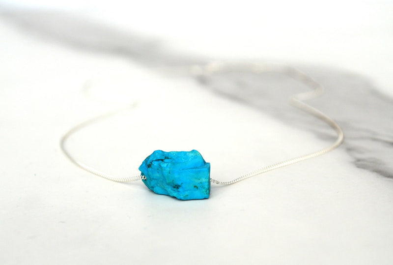 Turquoise Necklace, December Birthstone Necklace, Raw Crystal Necklace, Raw Stone Layering Necklace, Boho Necklace, Healing Crystals