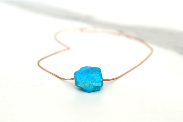 Turquoise Necklace, December Birthstone Necklace, Raw Crystal Necklace, Raw Stone Layering Necklace, Boho Necklace, Healing Crystals