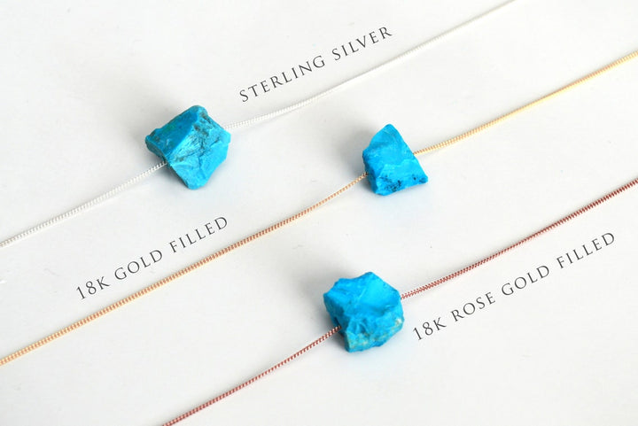 Turquoise Necklace, December Birthstone Necklace, Raw Crystal Necklace, Raw Stone Layering Necklace, Boho Necklace, Healing Crystals