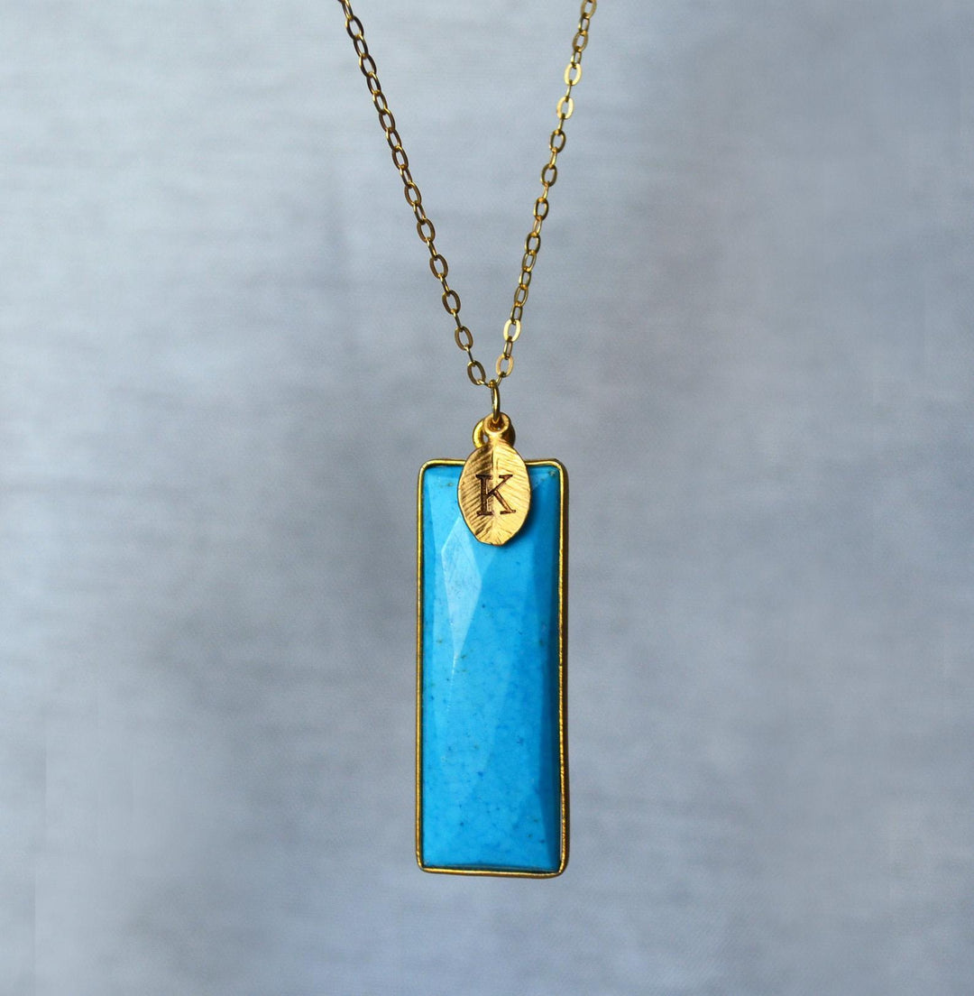 Turquoise Necklace, December Birthstone Necklace, Sterling Silver or 18K Gold, Personalized Necklace, Bridesmaid Gift, Mom Necklace