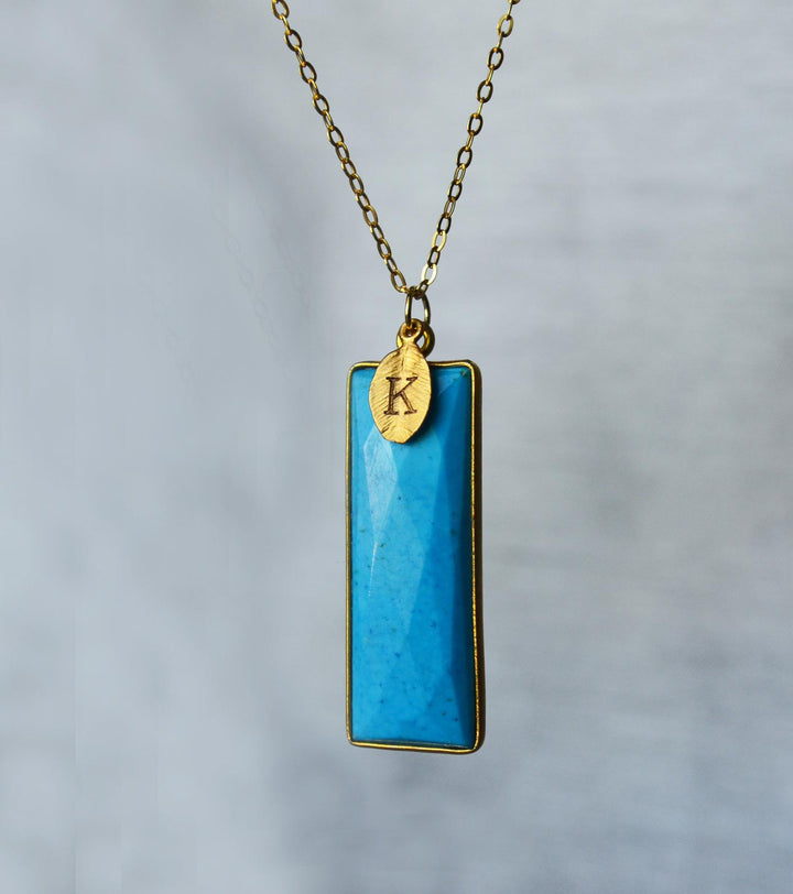 Turquoise Necklace, December Birthstone Necklace, Sterling Silver or 18K Gold, Personalized Necklace, Bridesmaid Gift, Mom Necklace
