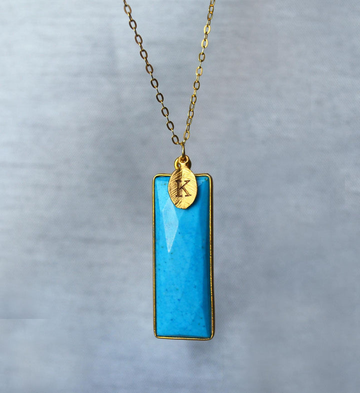 Turquoise Necklace, December Birthstone Necklace, Sterling Silver or 18K Gold, Personalized Necklace, Bridesmaid Gift, Mom Necklace
