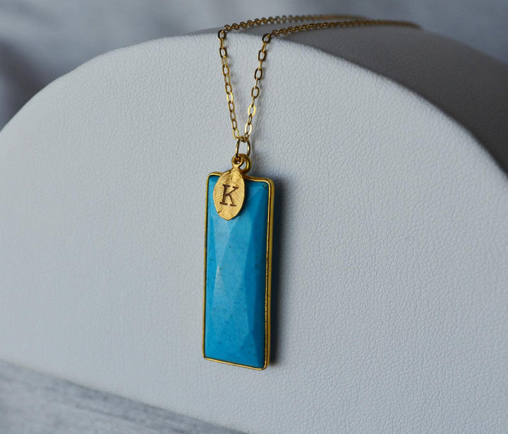 Turquoise Necklace, December Birthstone Necklace, Sterling Silver or 18K Gold, Personalized Necklace, Bridesmaid Gift, Mom Necklace