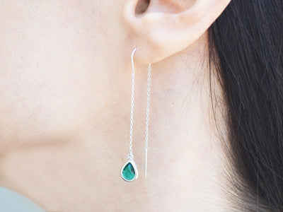 Turquoise Threader Earrings, Dainty December Birthstone earrings, Turquoise Drop earrings, Bridesmaid earrings, December Birthday Gift