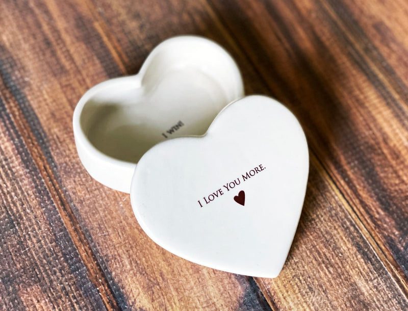 Valentine Day Gift, I Love You More, I Win, Galentine Gift, Unique Valentine Gift for Her- READY TO SHIP - Heart Keepsake Box