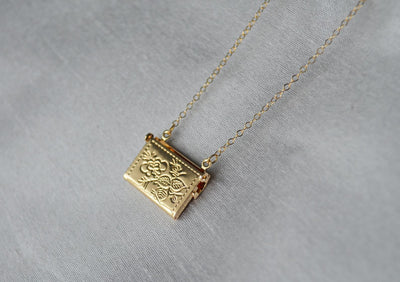 Valentine's Day Gift - Envelope Locket Necklace, Letter Locket, Gift for Her, Gift for Mom Day, Mom Necklace, Gold Locket