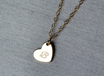 Valentine's Day Necklace, Heart Letter Necklace, Gold Heart Initial Necklace, Gift for Her, Gift for Wife, Girlfriend Gift, Gift for Mom