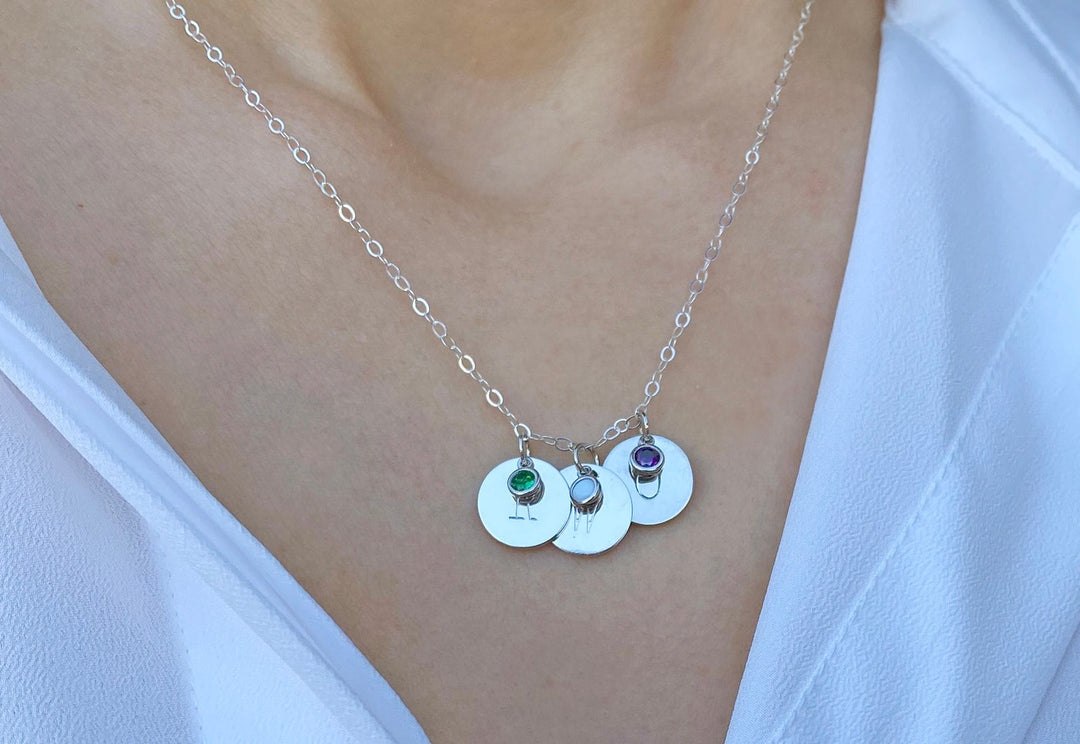 Valentine's Day Necklace, Initial Necklace, Family Necklace, Letter Necklace, Mom Gift, Wife Gift, Girlfriend Gift, Birthstone Necklace