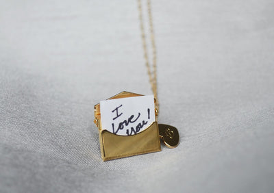 Valentine's Day Necklace, Letter Locket Necklace, Envelope Locket, Gift for Her, Gift for Wife, Girlfriend Gift, Gift for Mom, Gold Locket