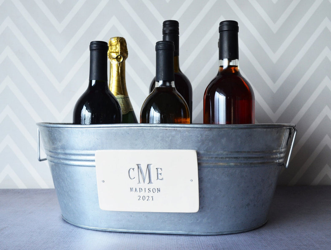 Wedding Gift - Personalized Wine Bucket, Champagne Bucket, Beverage Tub with Monogram