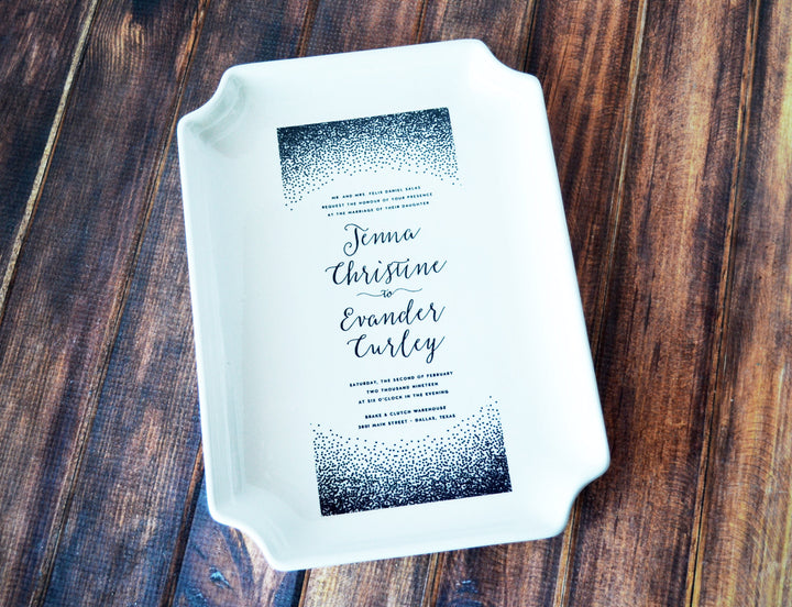 Personalized Wedding Invitation Plate - Large Tray - In Color Wedding Gift, Engagement Gift