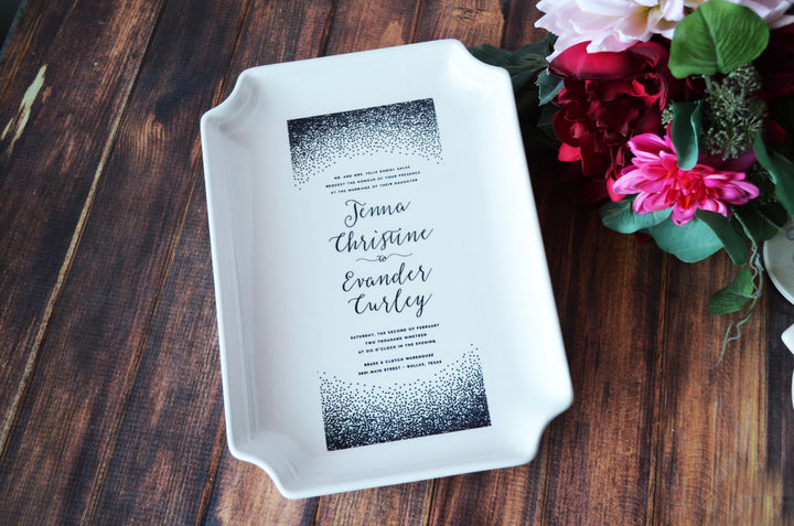 Personalized Wedding Invitation Plate - Large Tray - In Color Wedding Gift, Engagement Gift
