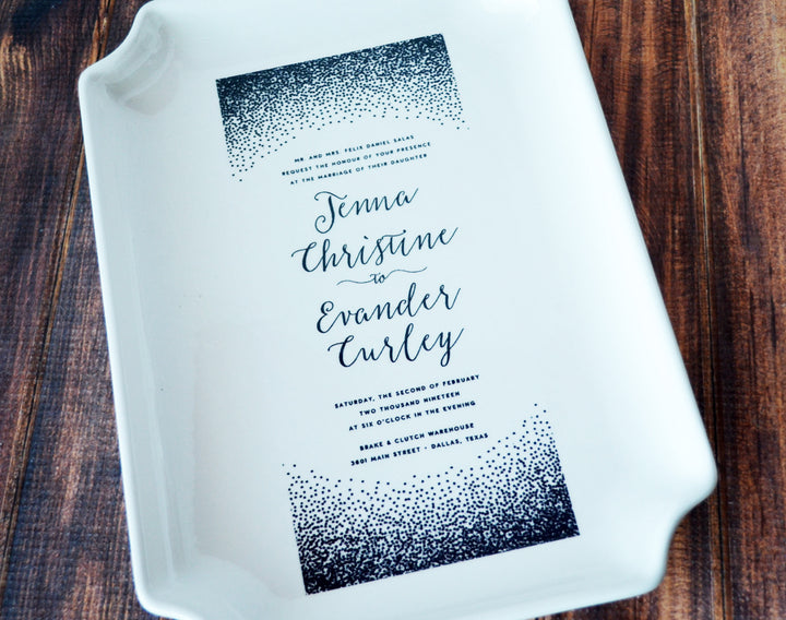 Personalized Wedding Invitation Plate - Large Tray - In Color Wedding Gift, Engagement Gift