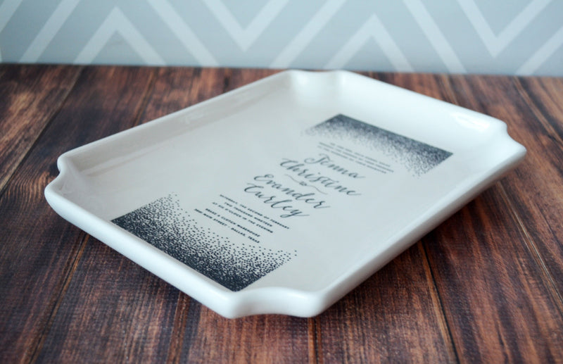 Personalized Wedding Invitation Plate - Large Tray - In Color Wedding Gift, Engagement Gift