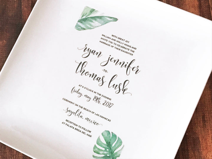 Personalized Wedding Invitation Plate - Large Tray - In Color Wedding Gift, Engagement Gift