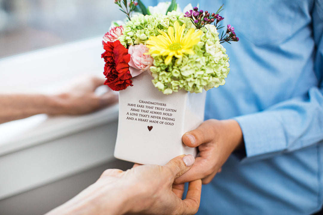 READY TO SHIP - Unique Grandmother Gift - Square Vase