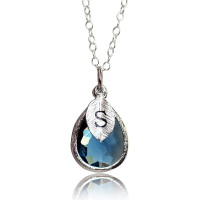 Sapphire Necklace, September Teardrop Birthstone Necklace