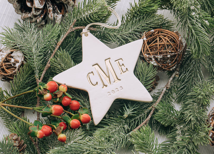 Monogramed Star First Christmas Ornament - 2024