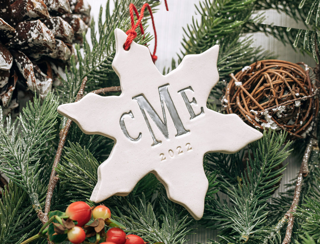 Monogrammed Christmas Ornament, Personalized Christmas Ornament, Large Snowflake Ornament