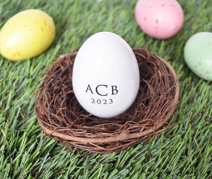 Ceramic Easter Egg with Monogram & Year