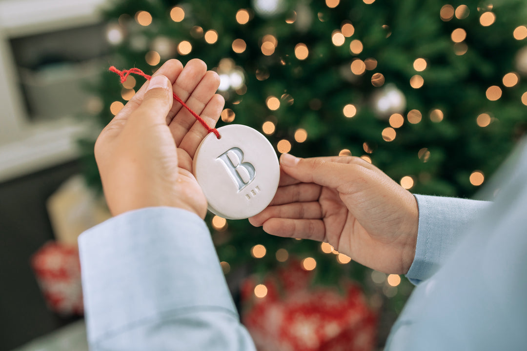 Personalized Christmas Ornament with Initial and Name, Available in Different Letter Colors