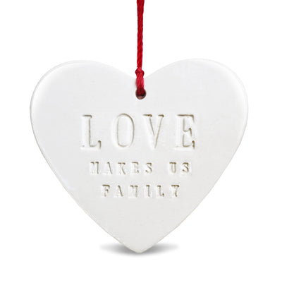 Love Makes Us Family Christmas Heart Shaped Ornament, Family Ornament, Friend Christmas Ornament - READY TO SHIP