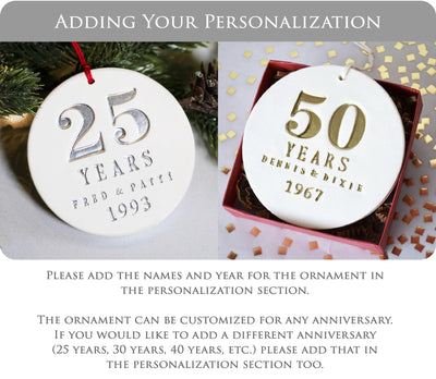 25th Anniversary Ornament, Silver Anniversary, 25th Wedding Anniversary