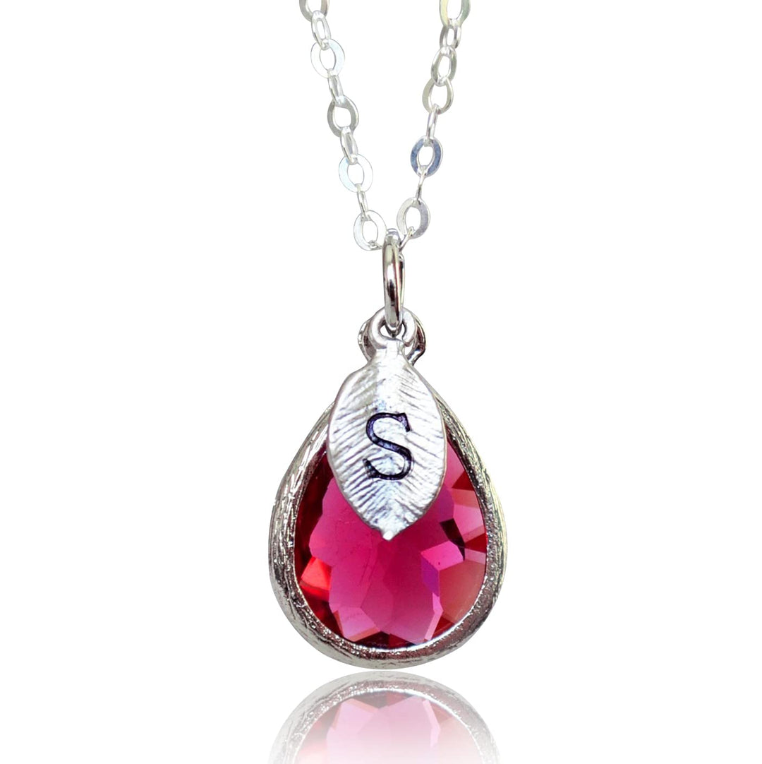 Ruby Necklace, July Teardrop Birthstone Necklace