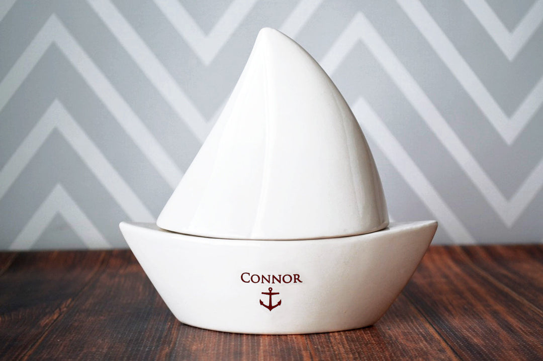 Sailboat Box - Baptism Gift, Baby Gift or First Communion Gift - Personalized Gift