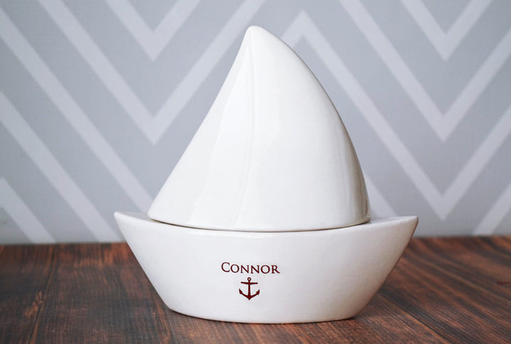 Sailboat Box - Baptism Gift, Baby Gift or First Communion Gift - Personalized Gift