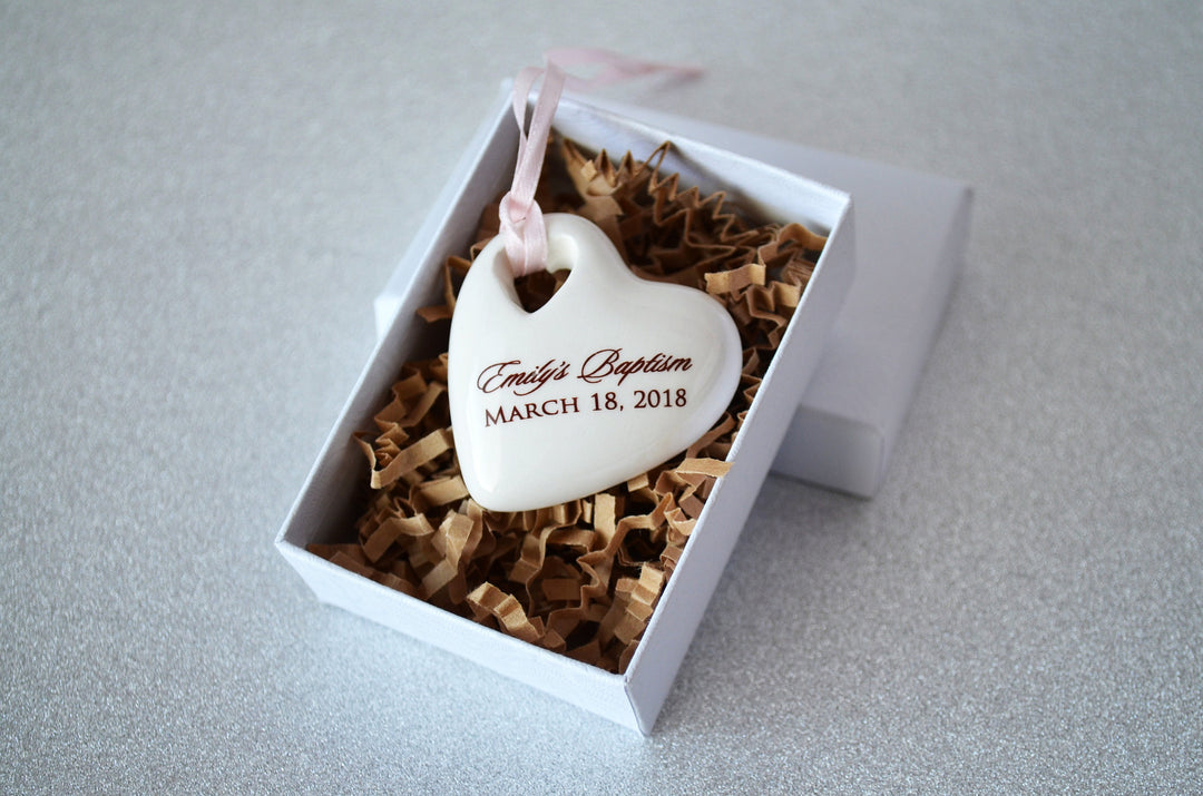 Baptism Favors - Set of 10 - Christening Favor, First Communion Favor, Blessing Favor or Confirmation Favor - Personalized Heart