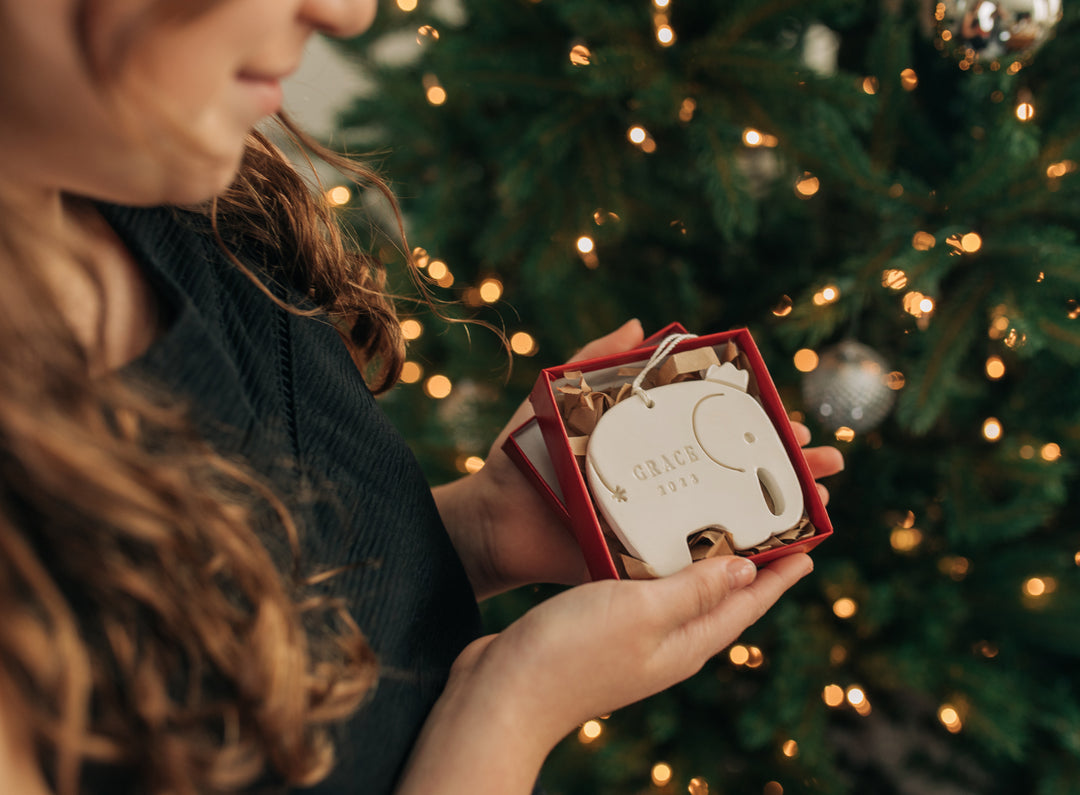 Elephant Ornament, Personalized Baby's First Christmas Ornament 2024