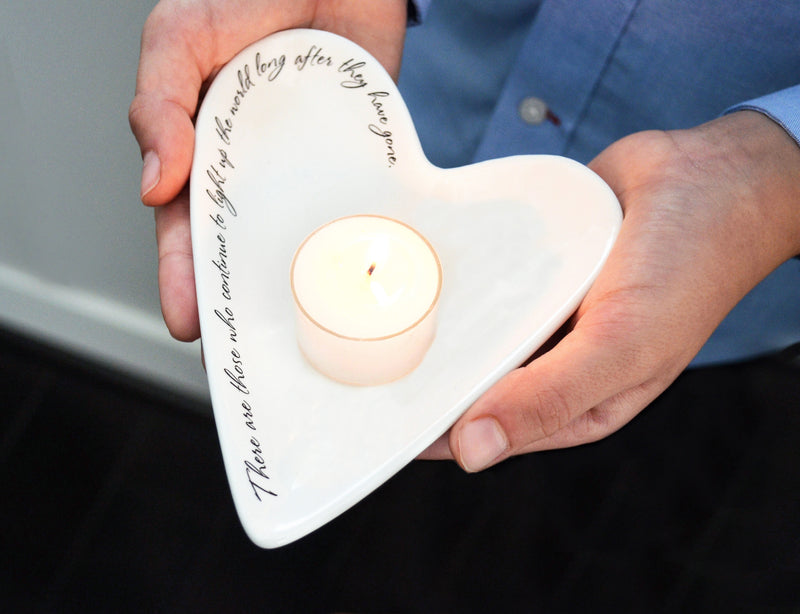 Sympathy Gift - There are those who continue to light up the world - READY TO SHIP - Asymmetrical Heart Dish