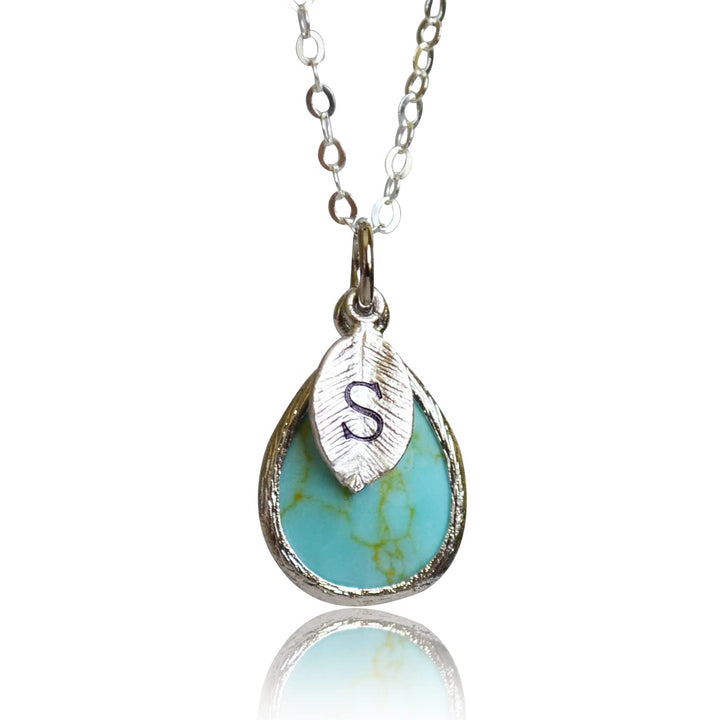 Turquoise Necklace, December Birthstone Necklace, Teardrop