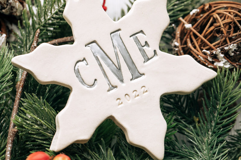 Monogrammed Christmas Ornament, Personalized Christmas Ornament, Large Snowflake Ornament