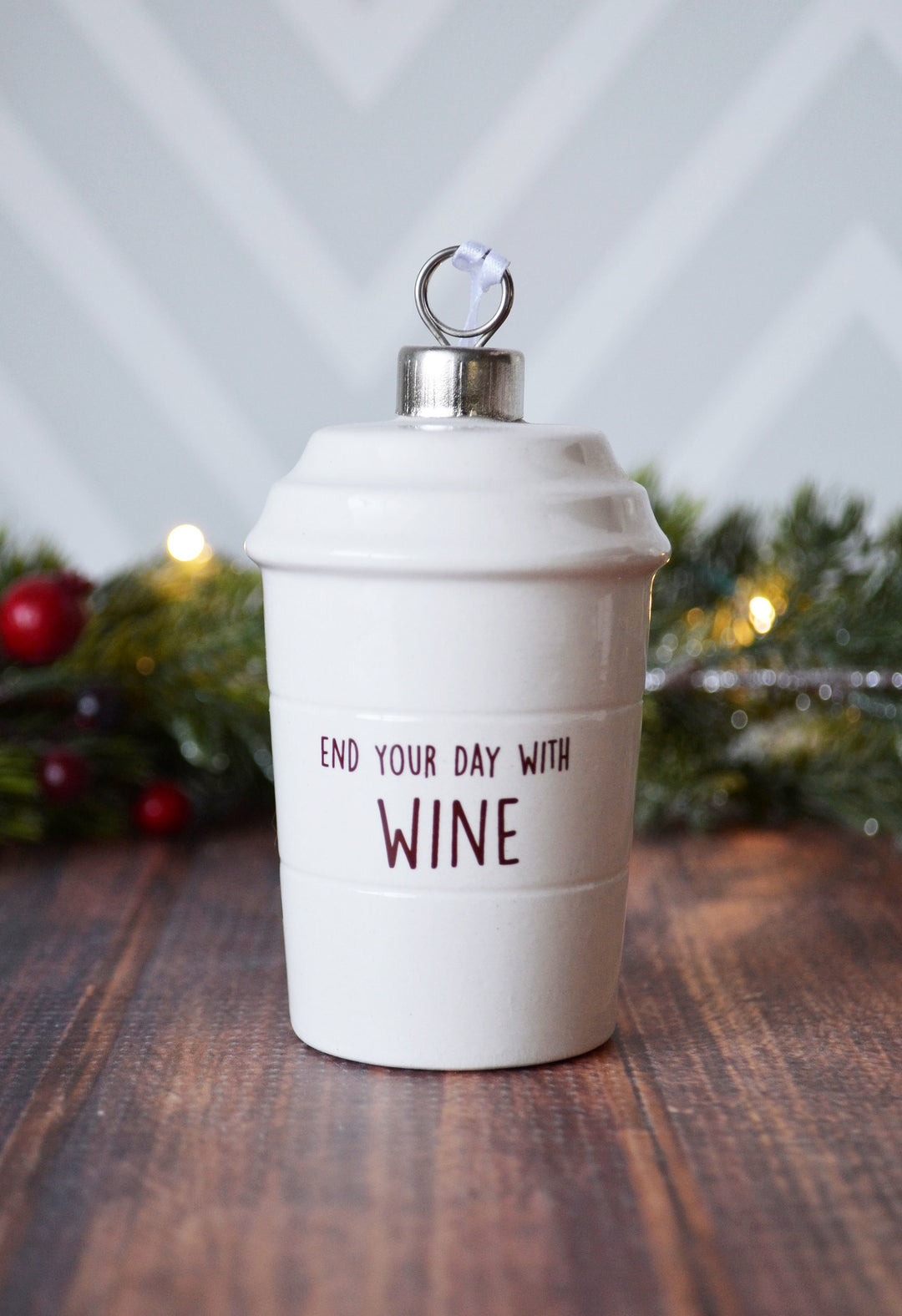 Coffee Mug Ornament - Start Your Day With Coffee - READY TO SHIP - End Your Day With Wine - Girlfriend Gifts, Funny Christmas Ornament