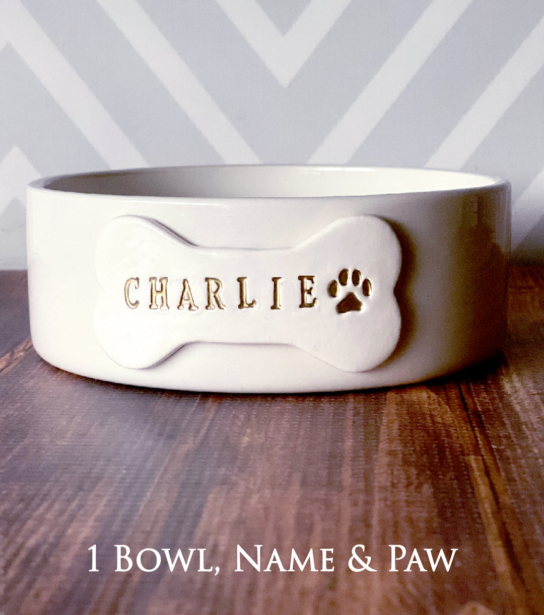 Personalized Food or Water Dog Bowl - Small/Medium Size (6" dia.) Dog Bowl - Ceramic