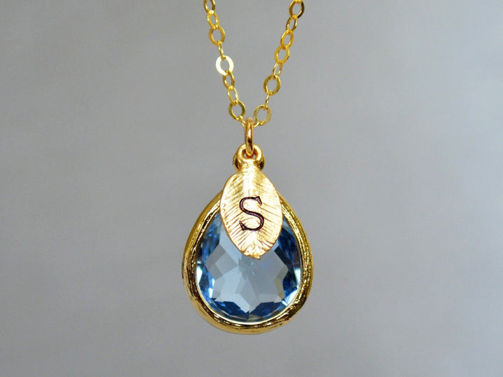 Blue Topaz Necklace, December Birthstone Necklace, Teardrop