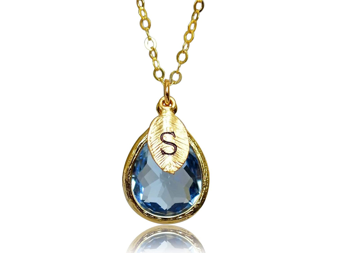 Blue Topaz Necklace, December Birthstone Necklace, Teardrop