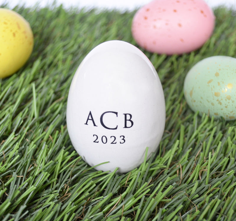Ceramic Easter Egg with Monogram & Year