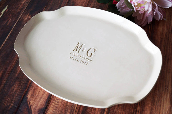 Wedding Gift, Engagement Gift, Anniversary Gift or Signature Guestbook Platter - Personalized with Initials and Date