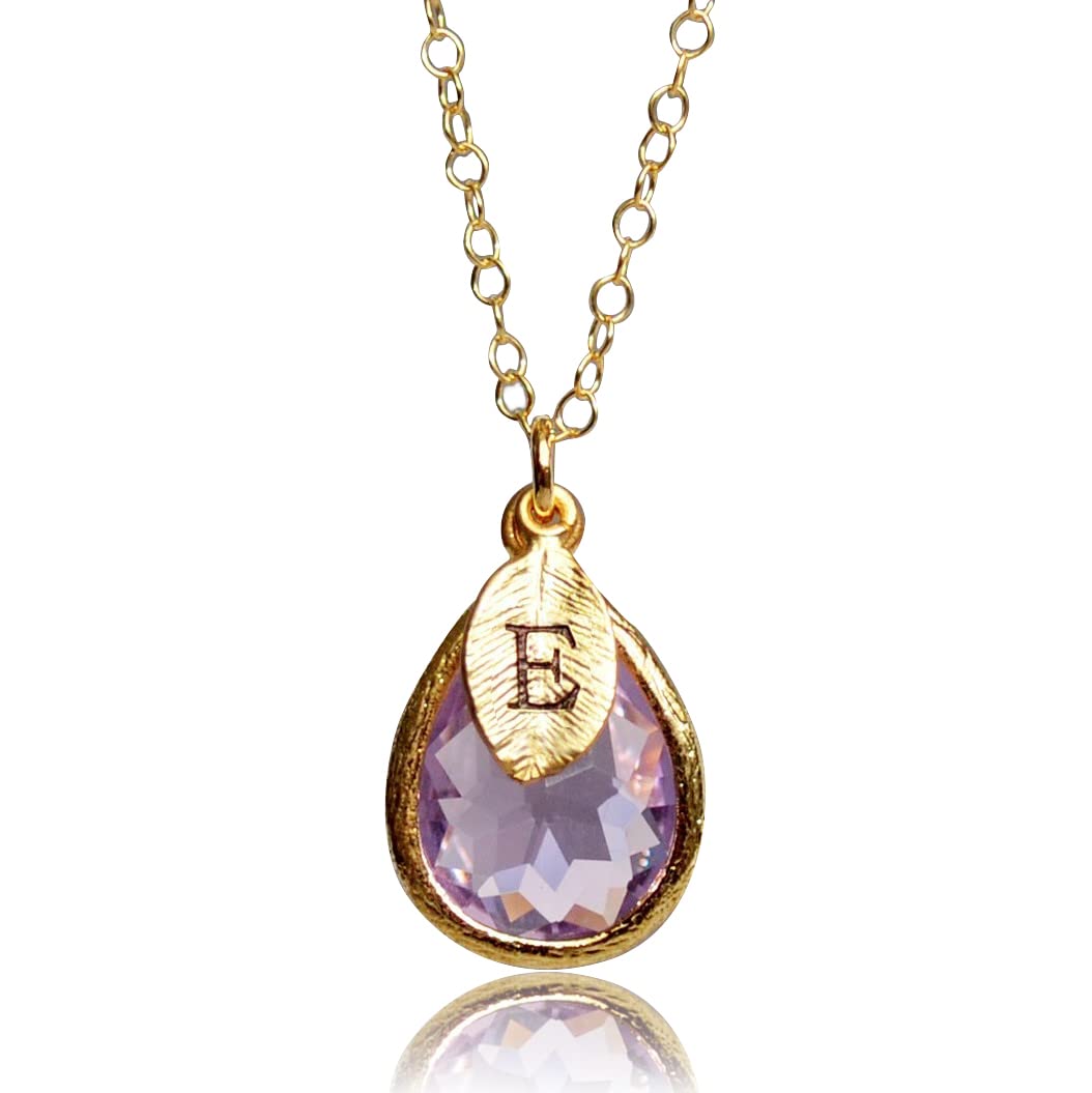 Lilac Necklace, February Birthstone Necklace, Teardrop