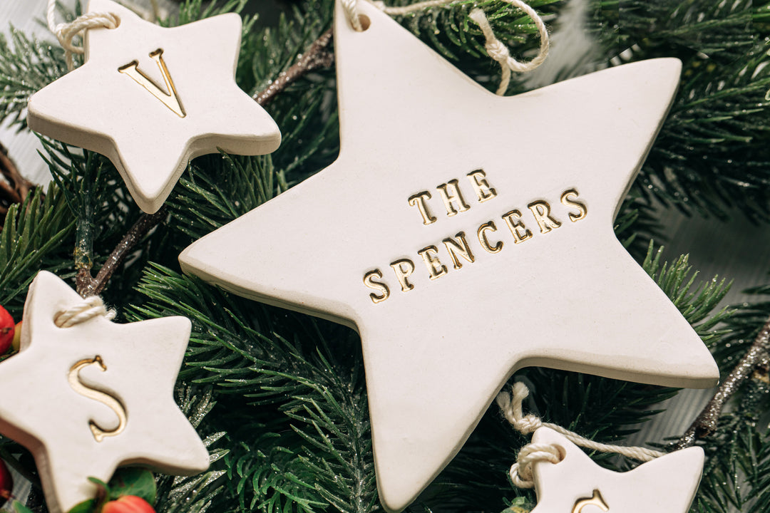 Family of 3 Customized Star Christmas Ornaments