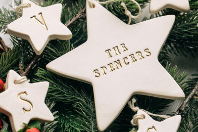 Family of 4 Customized Star Christmas Ornaments