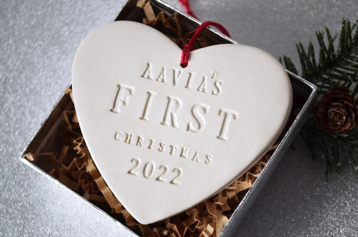 Heart Shaped Personalized Baby's First Christmas Ornament