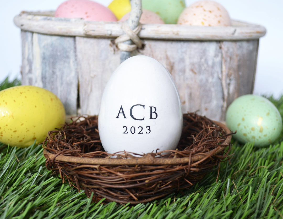 Ceramic Easter Egg with Monogram & Year